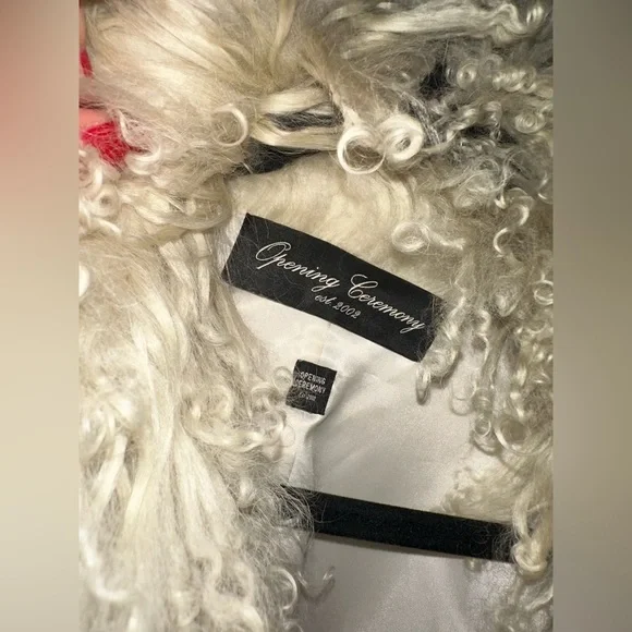 RARE OPENING CEREMONY Patchwork Shearling Jacket 100% Shearling Lamb Size medium - Picture 6 of 11